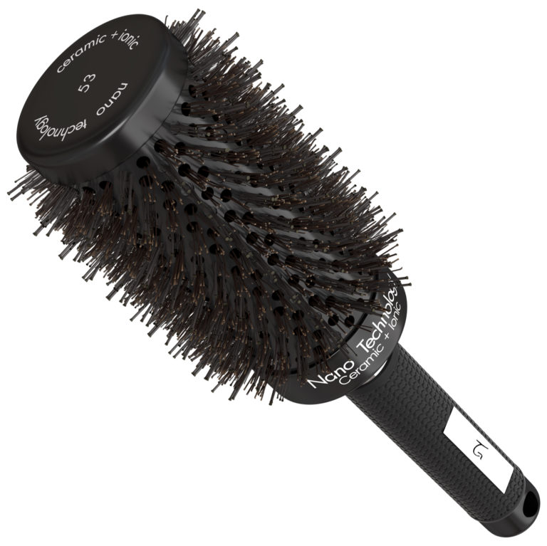 Large Round Brush For Blow Drying With Natural Boar Bristle Nano Thermal Ceramic And Ionic For